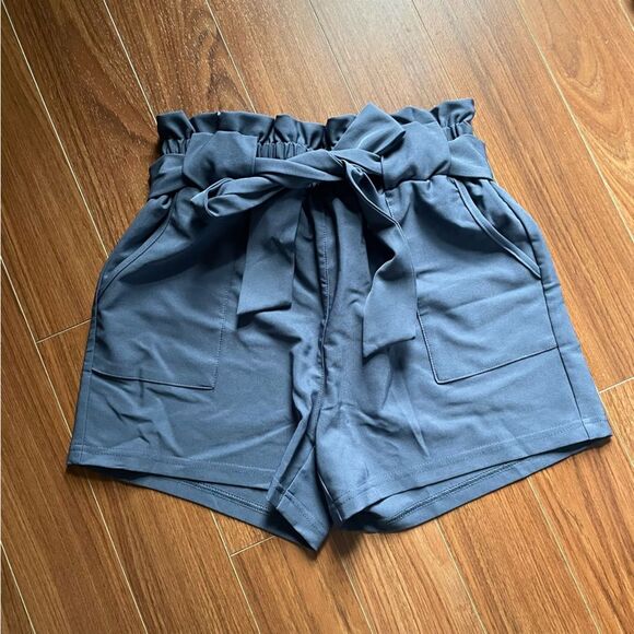 Paperbag Waist Shorts Dusty Blue Women’s Size S - Picture 2 of 4